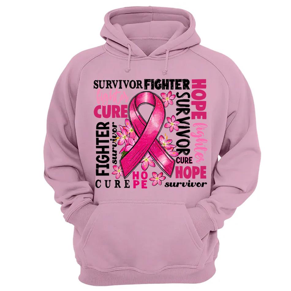 Survivor Fighter Hope Cure Breast Cancer Ribbon Shirt H2511 Trna