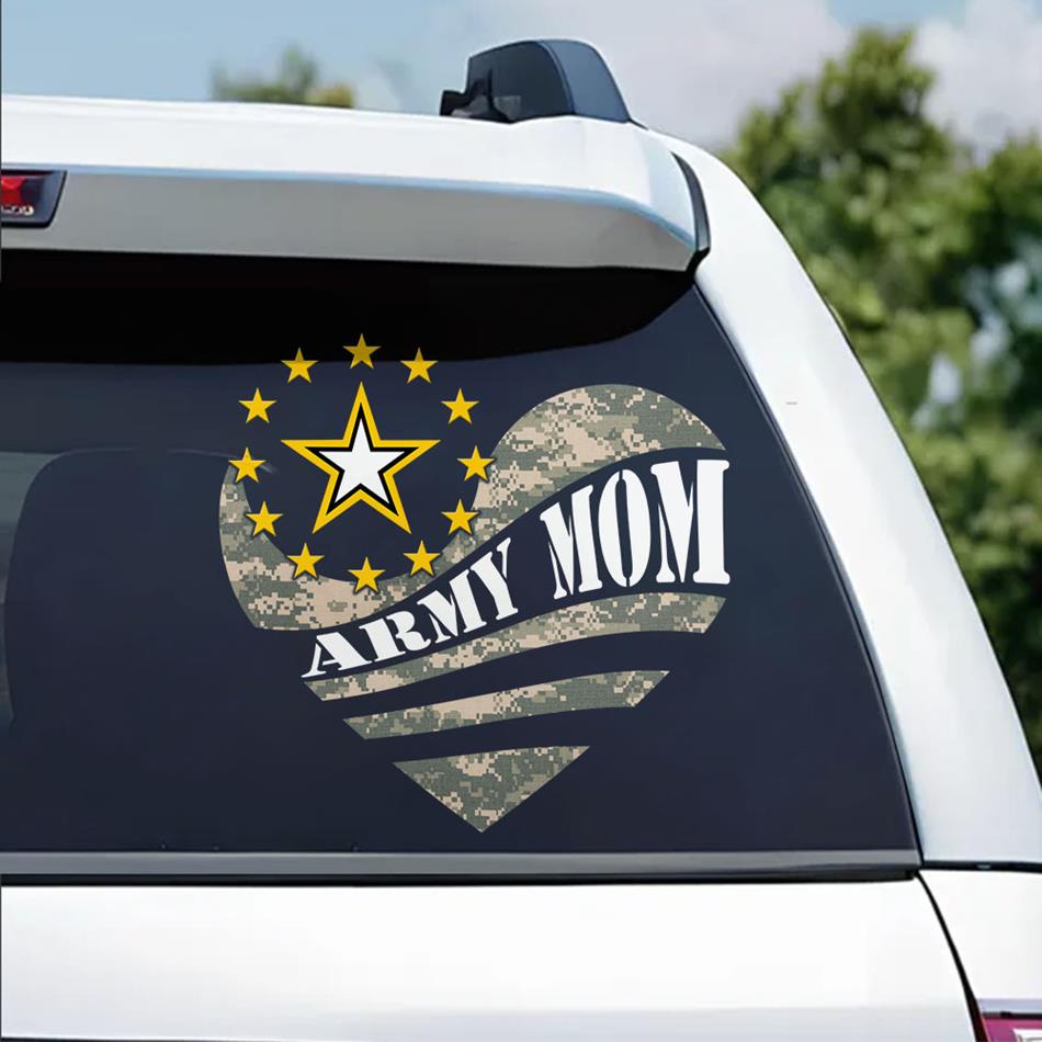 Proud Army Mom Camouflage Heart Custom Car Decal For Military Family Mom Dad Proud Car Sticker H2511 Trna