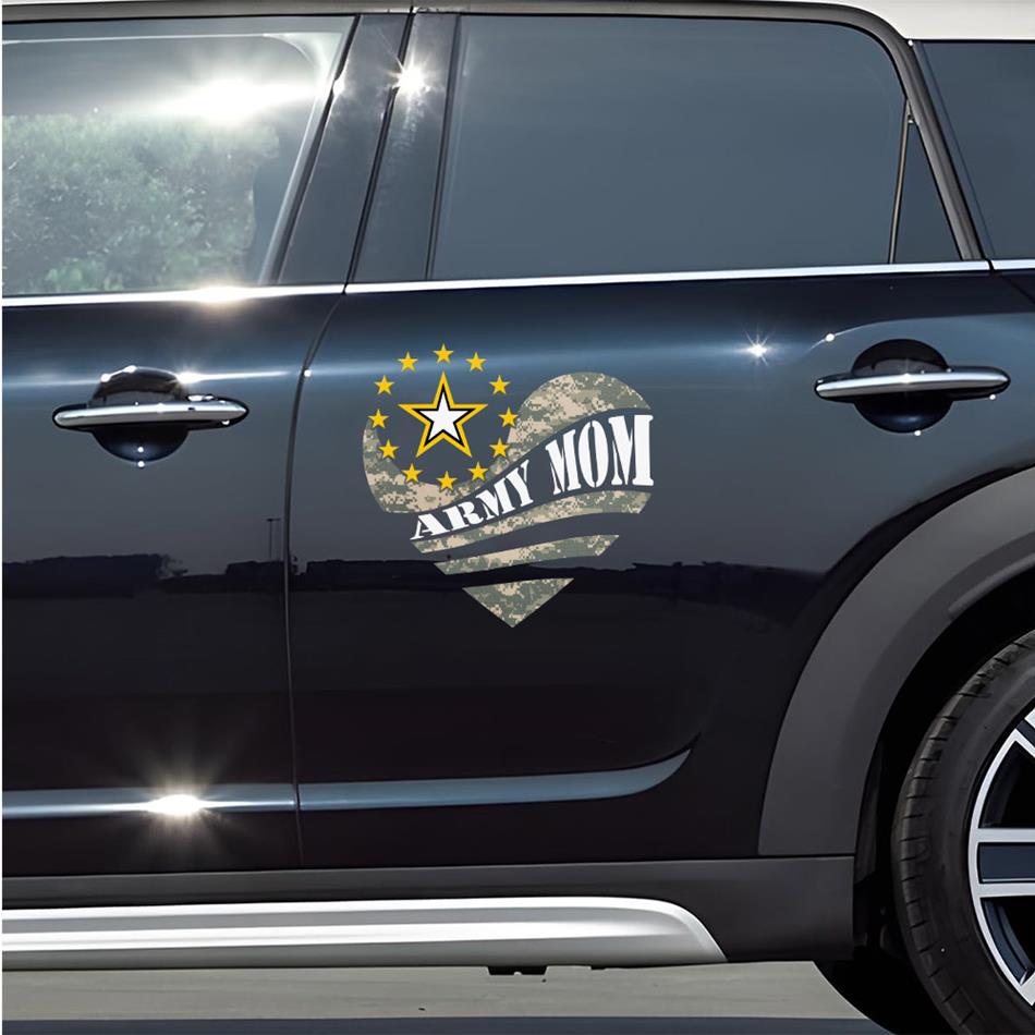 Proud Army Mom Camouflage Heart Custom Car Decal For Military Family Mom Dad Proud Car Sticker H2511 Trna