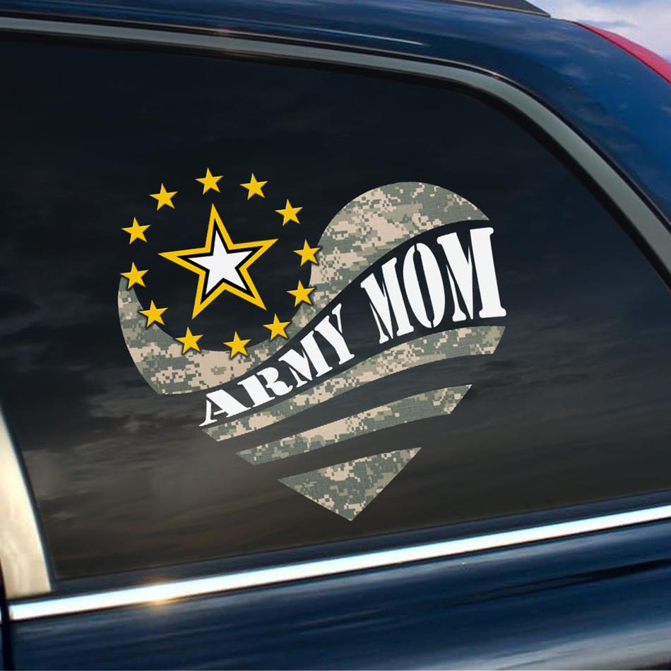 Proud Army Mom Camouflage Heart Custom Car Decal For Military Family Mom Dad Proud Car Sticker H2511 Trna