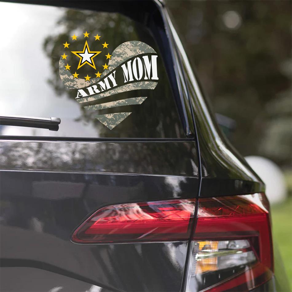 Proud Army Mom Camouflage Heart Custom Car Decal For Military Family Mom Dad Proud Car Sticker H2511 Trna