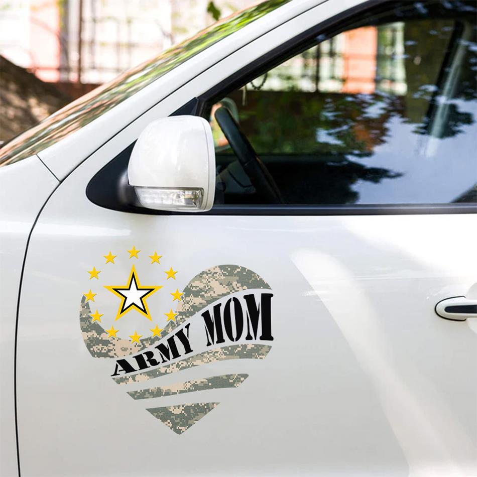 Proud Army Mom Camouflage Heart Custom Car Decal For Military Family Mom Dad Proud Car Sticker H2511 Trna