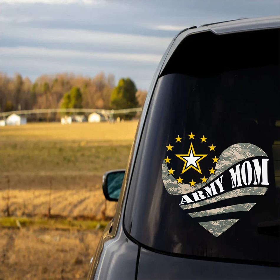 Proud Army Mom Camouflage Heart Custom Car Decal For Military Family Mom Dad Proud Car Sticker H2511 Trna