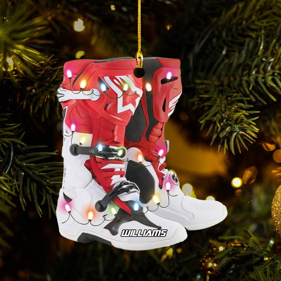 Personalized Ornament Motocross Boots Custom Shaped Ornament, Made By Acrylic And The 2 Sides Are The Same H2511