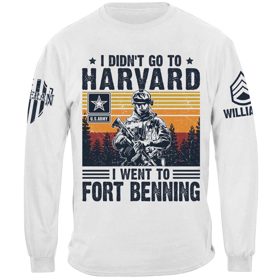 I Didn't Go To Harvard I Went to Military Base Vintage Personalized Shirt For US Military Veteran H2511 Trna