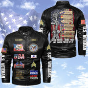 US Military World Tour Custom Branch Rank Location Personalized Leather Jacket Gift For Veteran Dad Grandpa H2511 Trna