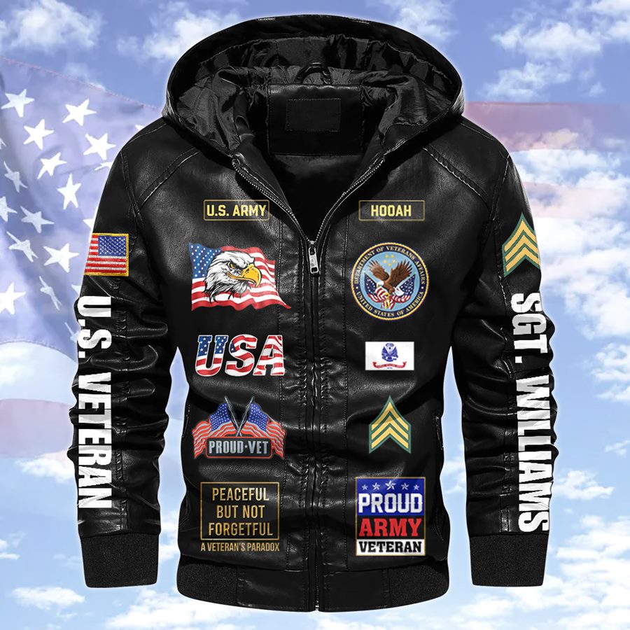 US Military World Tour Custom Branch Rank Location Personalized Leather Jacket Gift For Veteran Dad Grandpa H2511 Trna