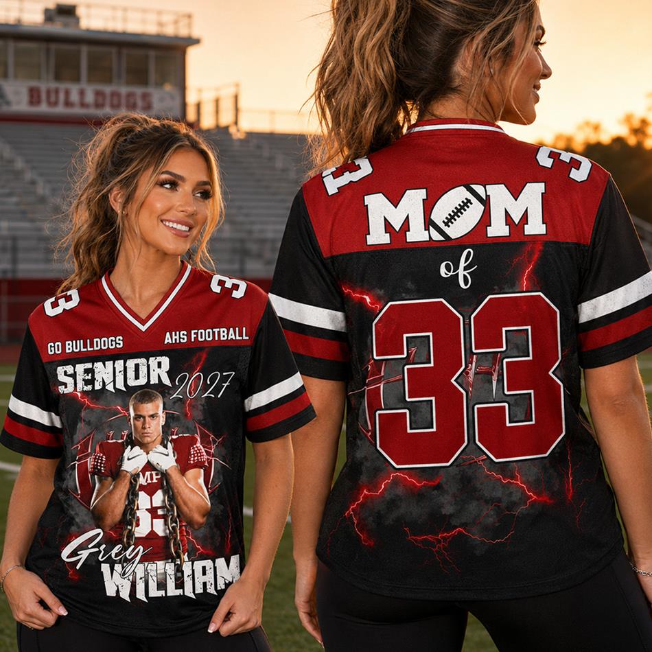  Custom Photo Senior Year Football Jersey Gift For Football Mom Dad Family Game Day Shirt H2511 Trna