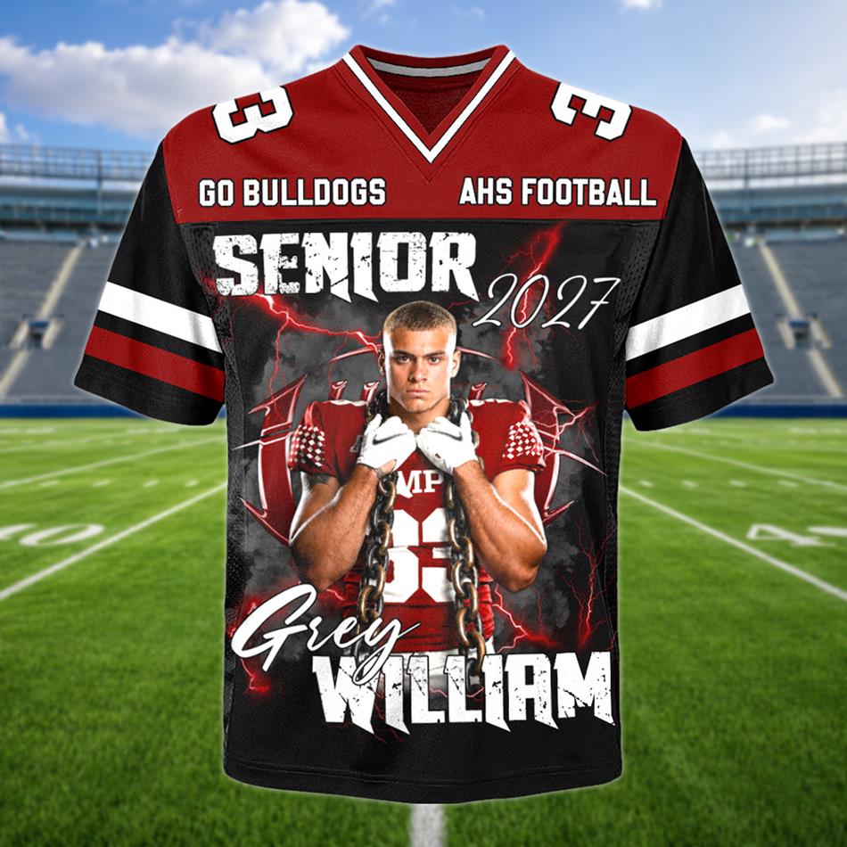  Custom Photo Senior Year Football Jersey Gift For Football Mom Dad Family Game Day Shirt H2511 Trna