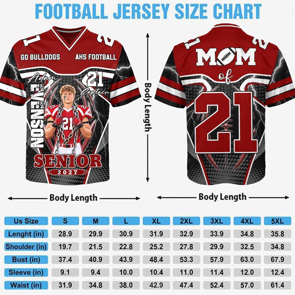  Custom Photo Senior Year Football Jersey Gift For Football Mom Dad Family Game Day Shirt H2511 Trna