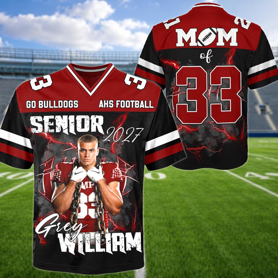  Custom Photo Senior Year Football Jersey Gift For Football Mom Dad Family Game Day Shirt H2511 Trna
