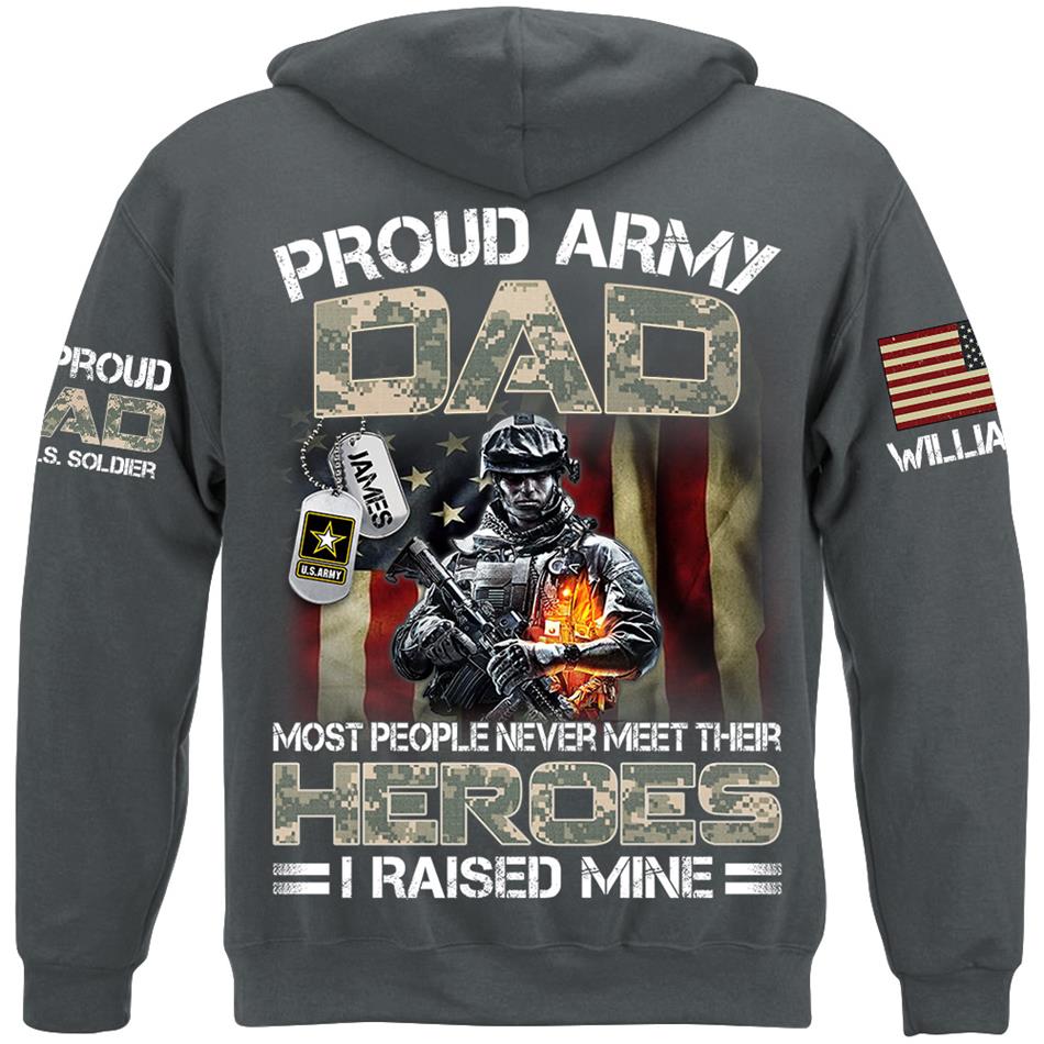 Proud Army Dad Mom Most People Never Meet Their Heroes I Raised Mine Proud Dad Of A US Soldier Custom Shirt For US Military Family Member H2511 Trna
