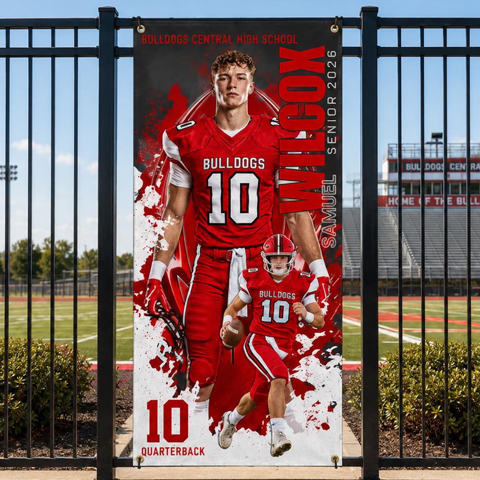 Custom Football Banner Gift For Players Football Lovers Gameday Cheering Banner H2511 Trna
