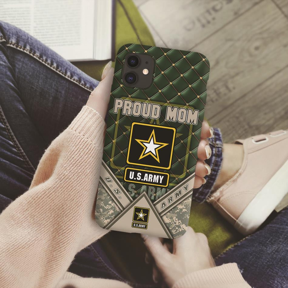 Proud Mom Of A US Soldier Custom Phone Case For Army Mom Dad Wife Sister Military Family Members Phone Case Gift H2511 Trna