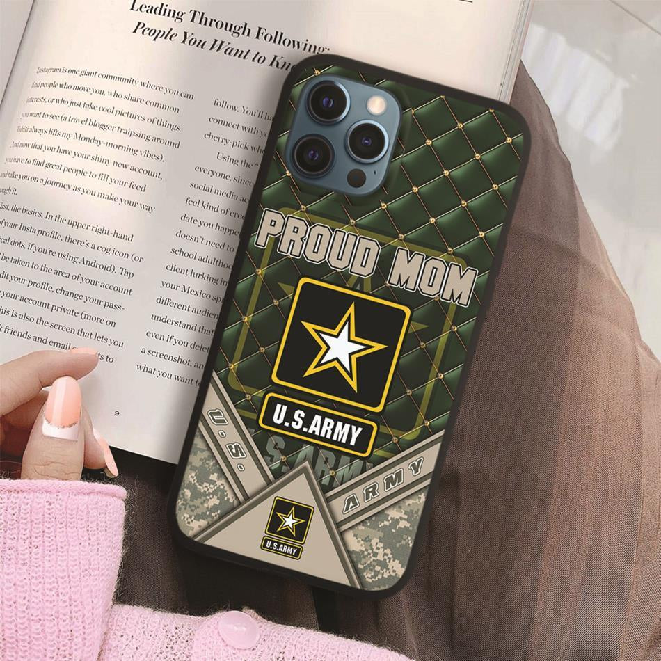 Proud Mom Of A US Soldier Custom Phone Case For Army Mom Dad Wife Sister Military Family Members Phone Case Gift H2511 Trna