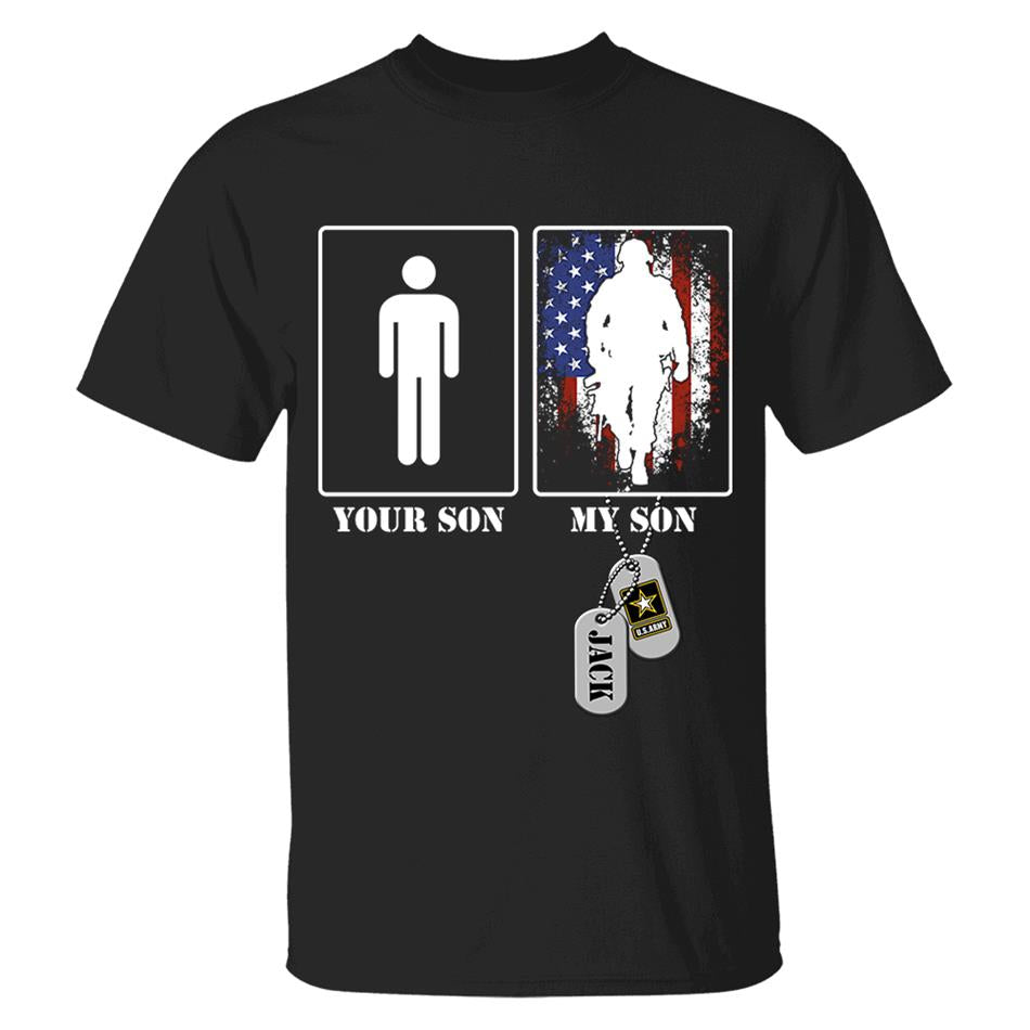 Custom Military Mom Dad... Funny Your Son My Son T-shirts Personalized Military Graduation Day Family Shirt H2511 Trna