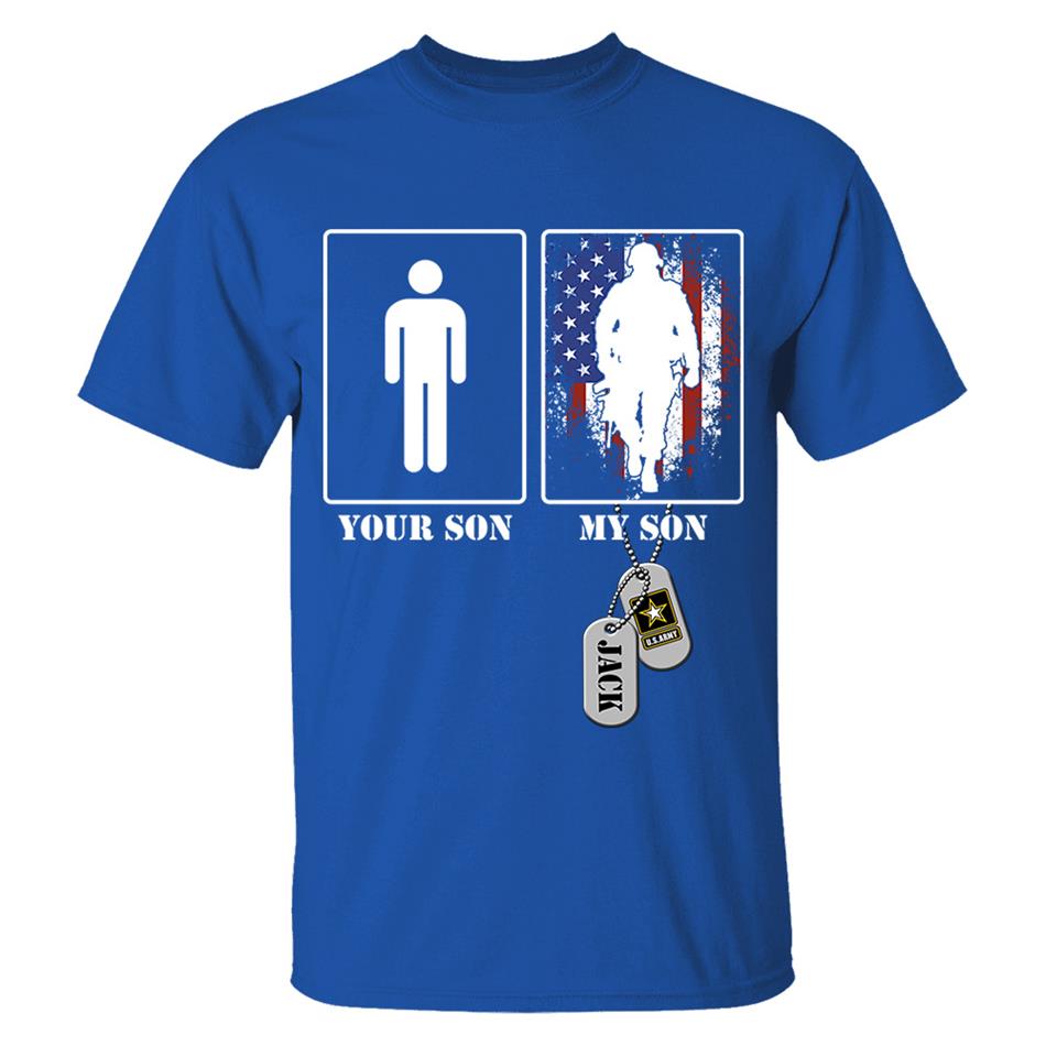 Custom Military Mom Dad... Funny Your Son My Son T-shirts Personalized Military Graduation Day Family Shirt H2511 Trna
