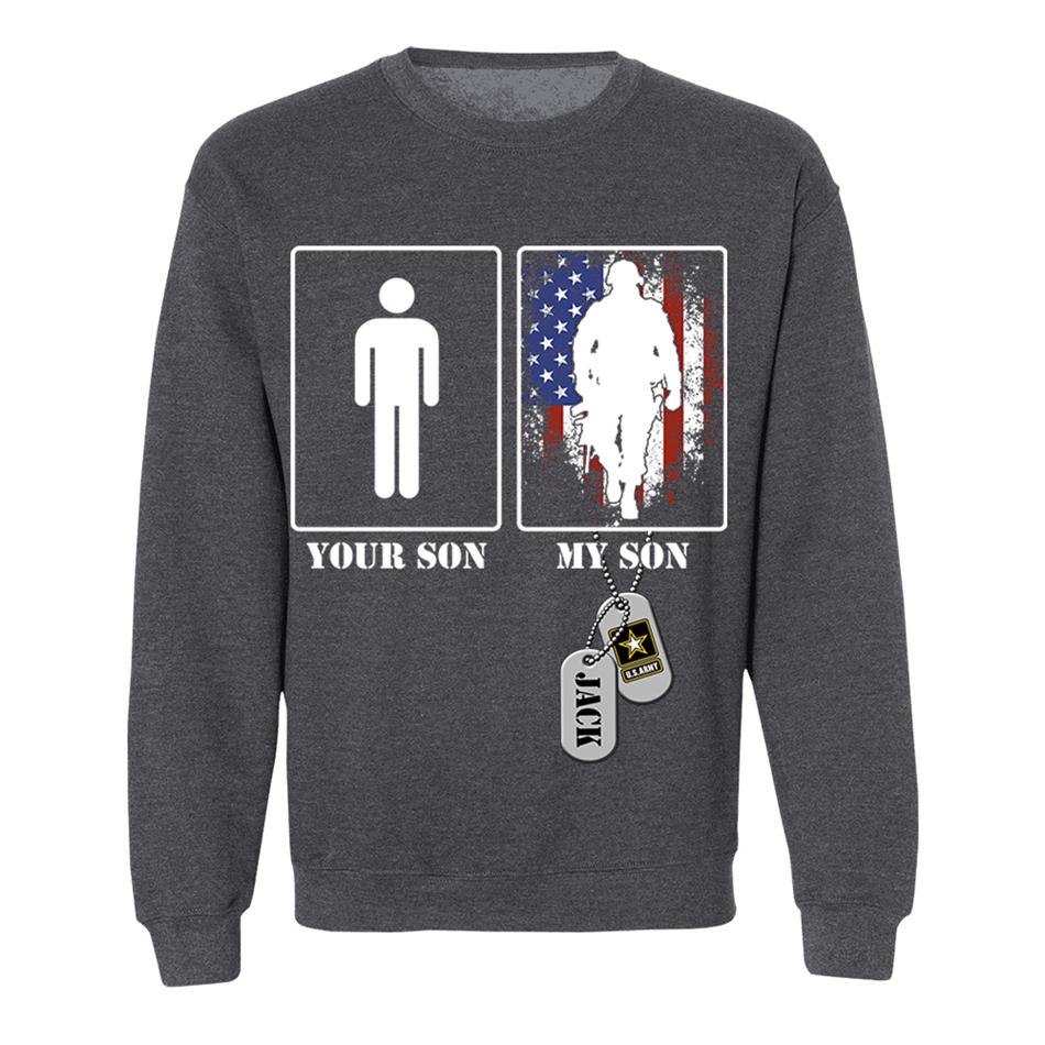 Custom Military Mom Dad... Funny Your Son My Son T-shirts Personalized Military Graduation Day Family Shirt H2511 Trna