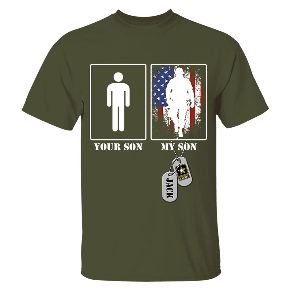 Custom Military Mom Dad... Funny Your Son My Son T-shirts Personalized Military Graduation Day Family Shirt H2511 Trna