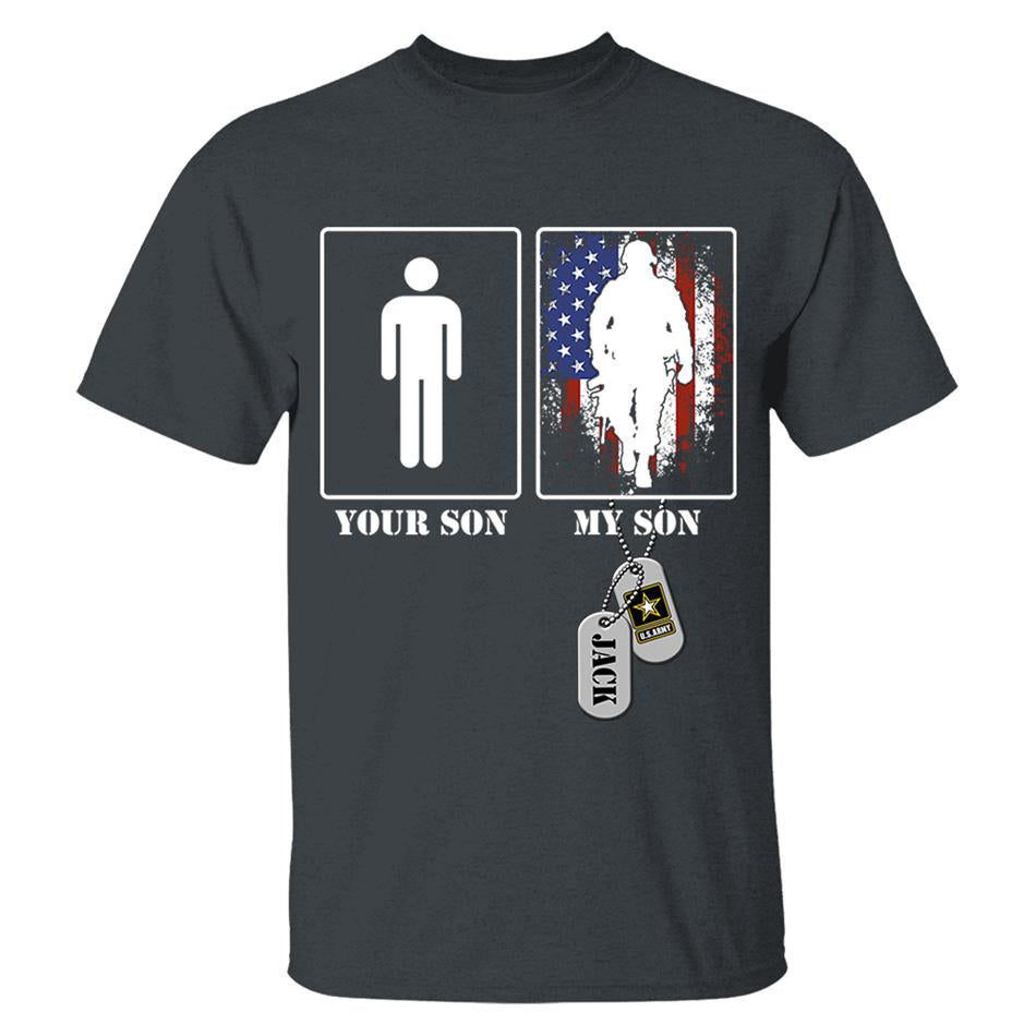 Custom Military Mom Dad... Funny Your Son My Son T-shirts Personalized Military Graduation Day Family Shirt H2511 Trna