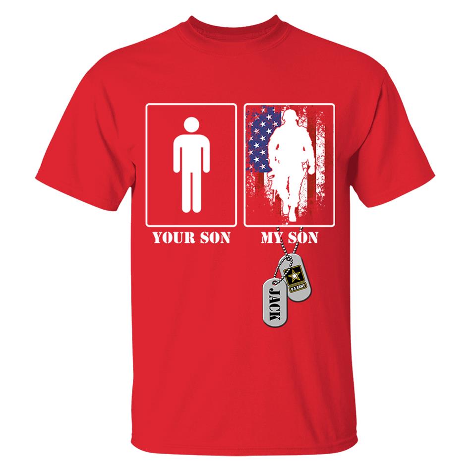 Custom Military Mom Dad... Funny Your Son My Son T-shirts Personalized Military Graduation Day Family Shirt H2511 Trna