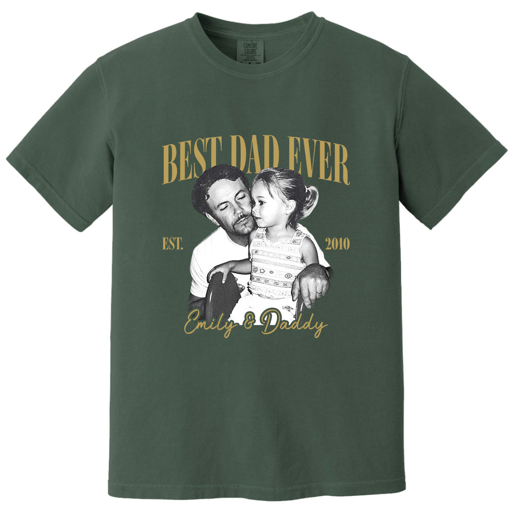 Best Dad Ever Custom Vintage Photo Shirt Fathers Day Gift from Kids, Gift for Husband, New Dad Gift, Family Picture Tee, Dad Est Shirt Vh01 