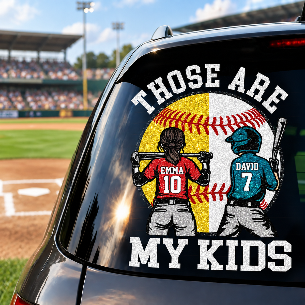 Personalized Those Are My Kids Baseball Softball Car Decal, Custom Ballpark Player Name & Number Sticker, Gift for Sports Moms and Dads T1807 T24