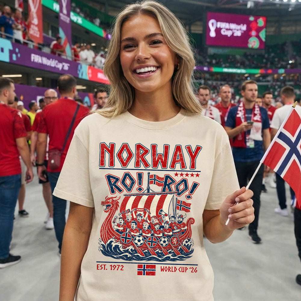 Ro Ro Norway Soccer Shirt – Viking Ship Soccer Fan Tee - Norway Team Soccer 2026 Hv01
