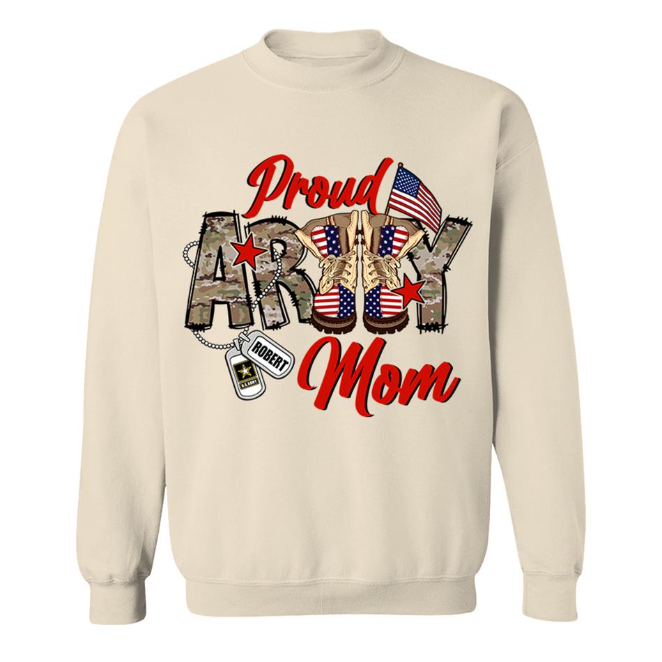 Proud Army Mom Wife Sister Grandma...Custom Soldier's Name 4th July Proud Military Shirt Flag Combat Boots Shirt H2511 Trna