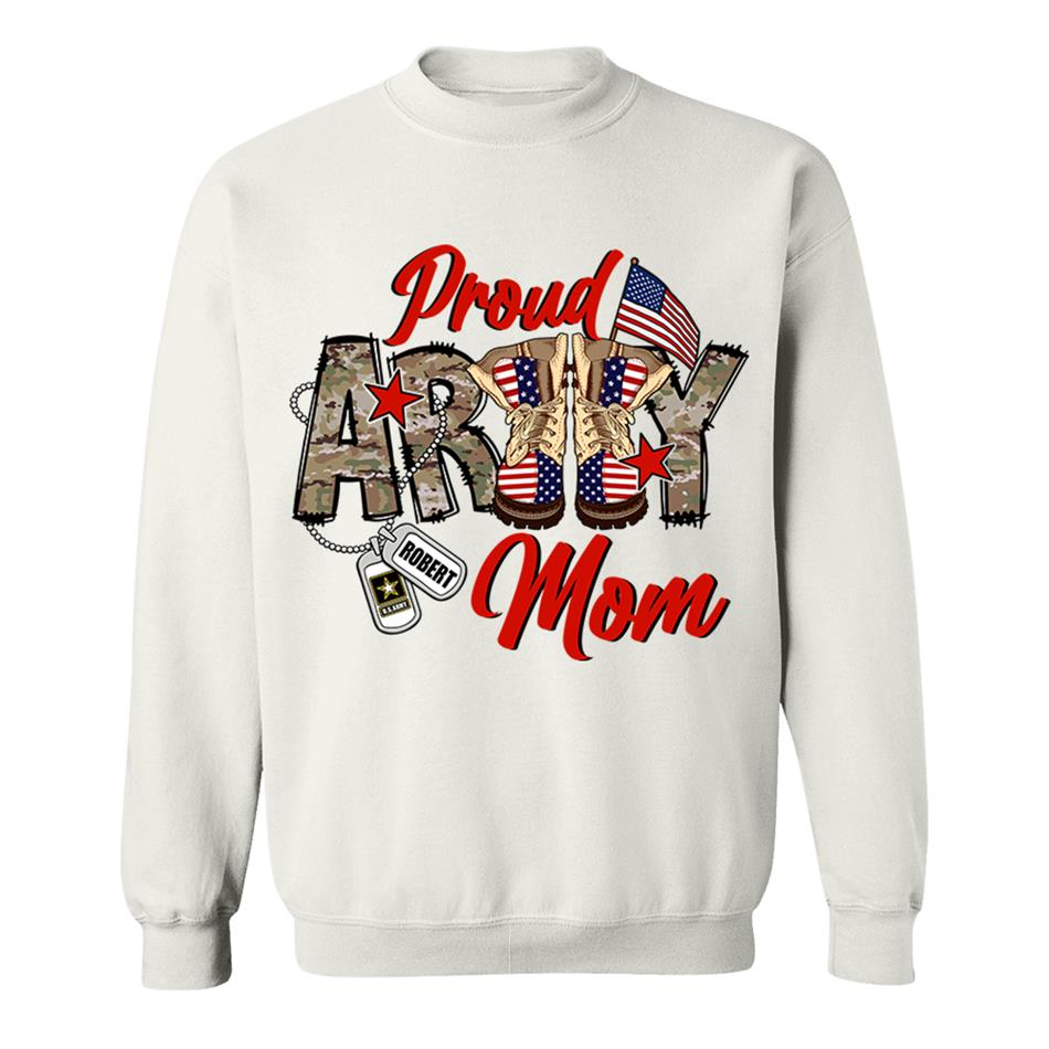 Proud Army Mom Wife Sister Grandma...Custom Soldier's Name 4th July Proud Military Shirt Flag Combat Boots Shirt H2511 Trna