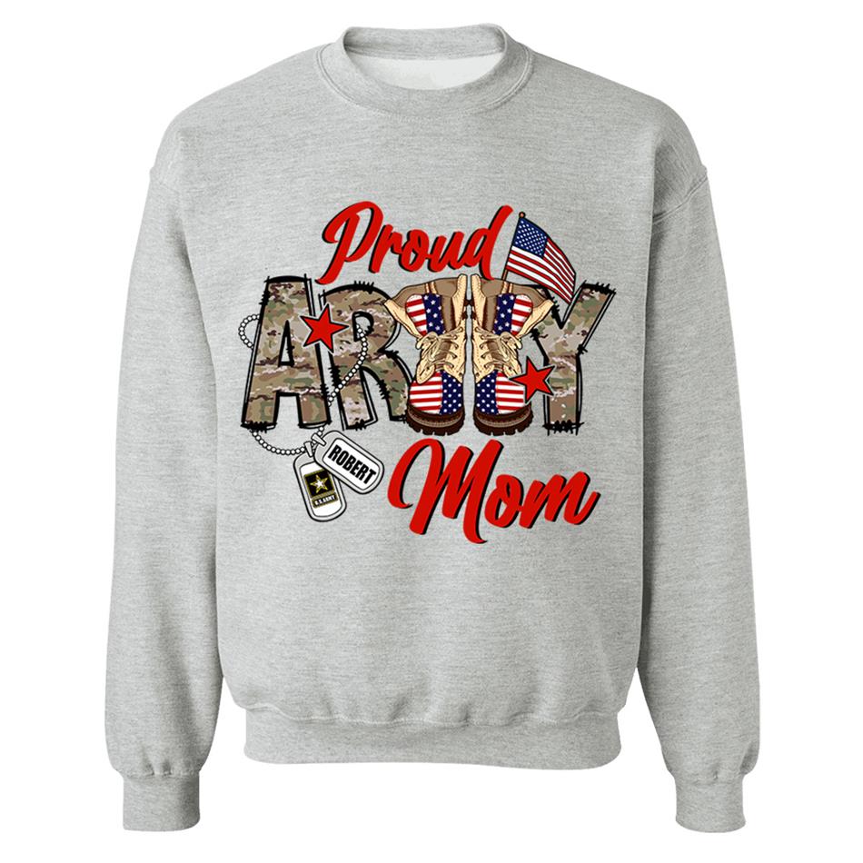 Proud Army Mom Wife Sister Grandma...Custom Soldier's Name 4th July Proud Military Shirt Flag Combat Boots Shirt H2511 Trna
