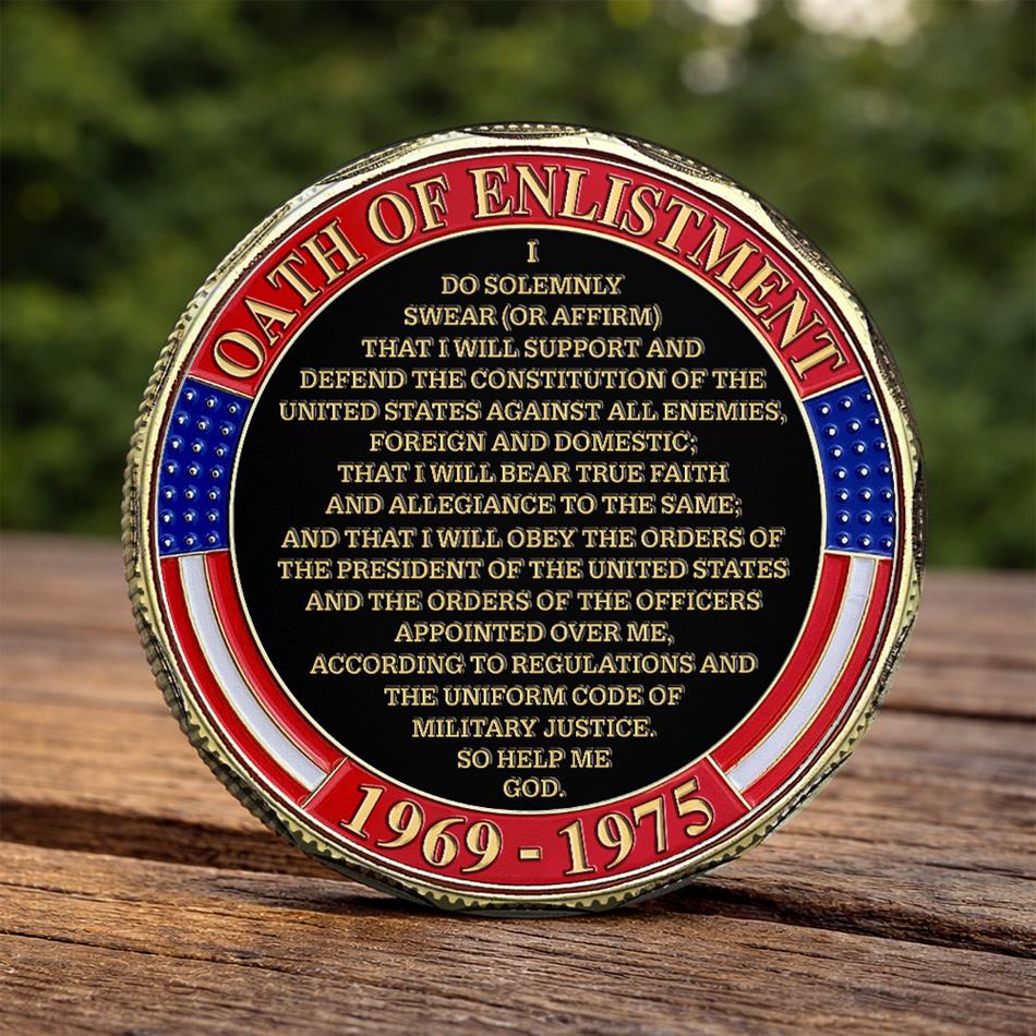 Oath of Enlistment Challenge Coin for Soldiers Veterans Custom Gift For Veteran Dad Grandpa H2511 Trna