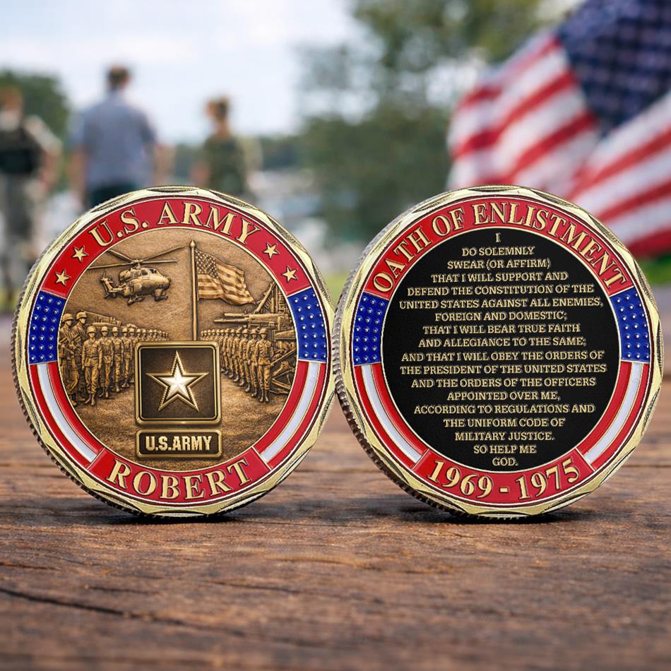 Oath of Enlistment Challenge Coin for Soldiers Veterans Custom Gift For Veteran Dad Grandpa H2511 Trna