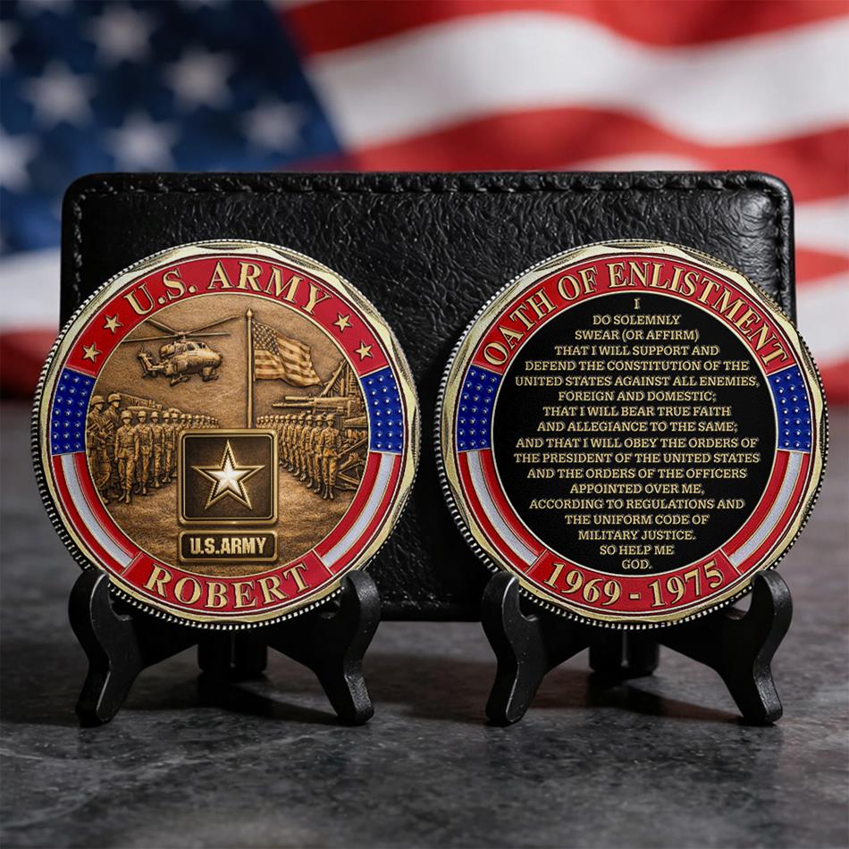 Oath of Enlistment Challenge Coin for Soldiers Veterans Custom Gift For Veteran Dad Grandpa H2511 Trna