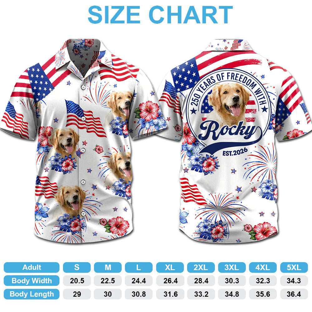 250 Years Of Freedom With Dog Cat, Personalized Dog Cat Photo United State Flag Hawaii Shirt, Gift For Dog Cat Lovers MI209 TH23