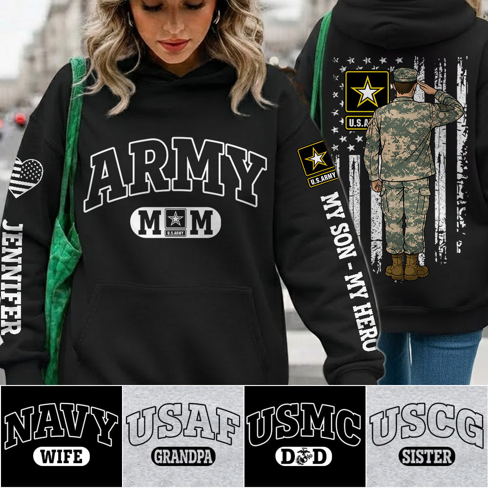 Army Mom Custom Soldier Clipart All Over Print Shirt Hoodie Gift For Proud Military Mom Grandma Sister Shirt H2511