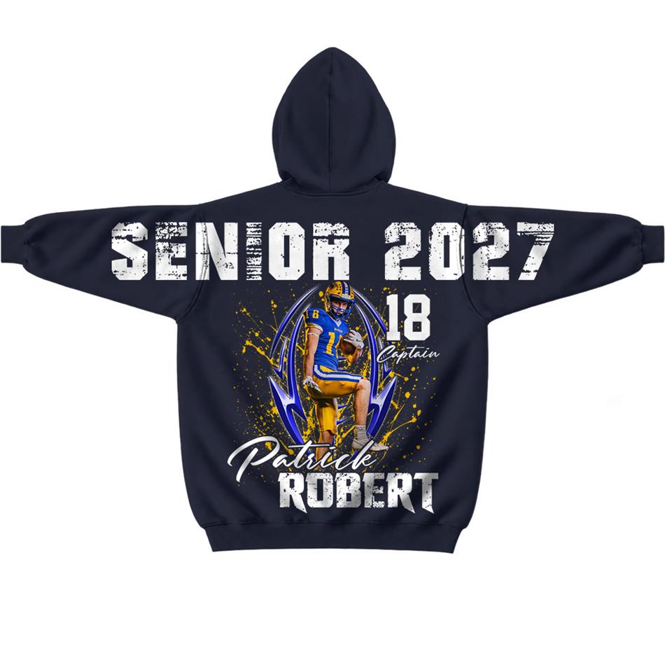 Custom Photo Senior Football Sleeve Print Sweater Hoodie For Mom Dad Family Gameday Shirt H2511 Trna