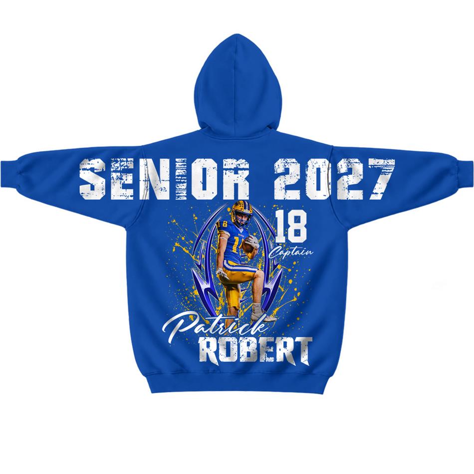 Custom Photo Senior Football Sleeve Print Sweater Hoodie For Mom Dad Family Gameday Shirt H2511 Trna