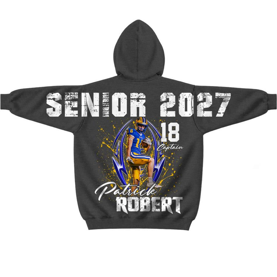 Custom Photo Senior Football Sleeve Print Sweater Hoodie For Mom Dad Family Gameday Shirt H2511 Trna