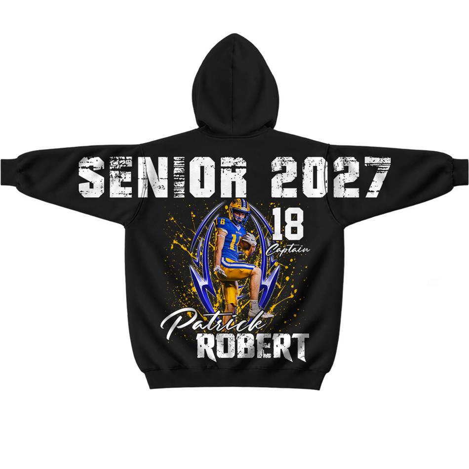 Custom Photo Senior Football Sleeve Print Sweater Hoodie For Mom Dad Family Gameday Shirt H2511 Trna