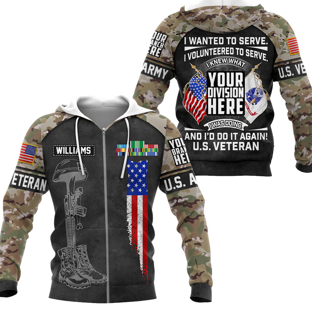 I Wanted To Serve And I'd Do It Again Personalized All Over Print Shirt Hoodie Bomber Jacket For Veteran H2511