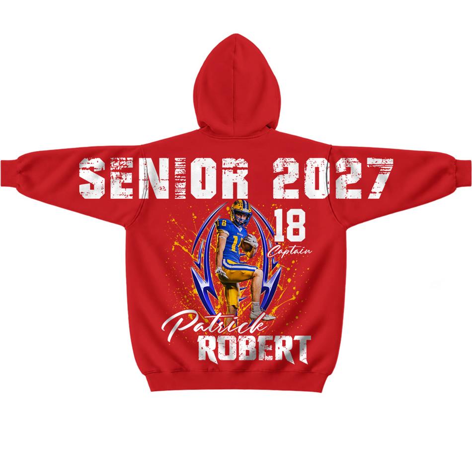 Custom Photo Senior Football Sleeve Print Sweater Hoodie For Mom Dad Family Gameday Shirt H2511 Trna