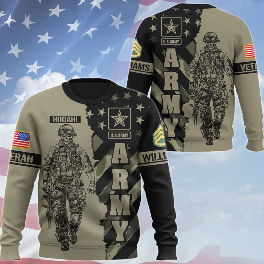 Custom Military Veteran Hoodies for Men Women US Flag Military Hoodie Gifts Dad Grandpa H2511 Trna
