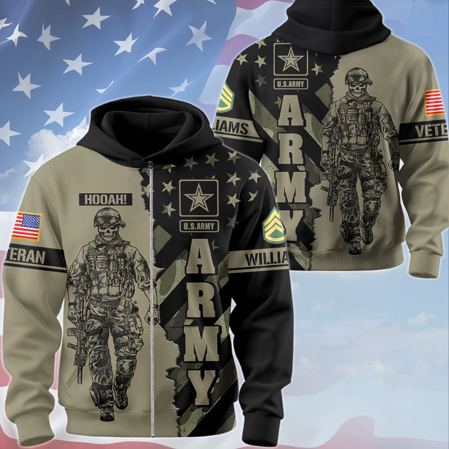 Custom Military Veteran Hoodies for Men Women US Flag Military Hoodie Gifts Dad Grandpa H2511 Trna