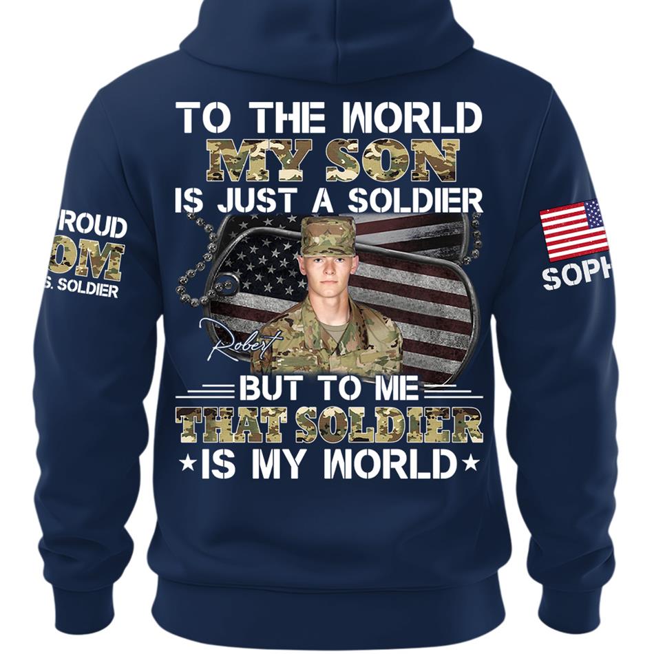 To The World My Son Is Just A Soldier But To Me That Soldier Is My World Custom Photo Shirt For Proud Army Mom Dad Family Shirt H2511 Trna