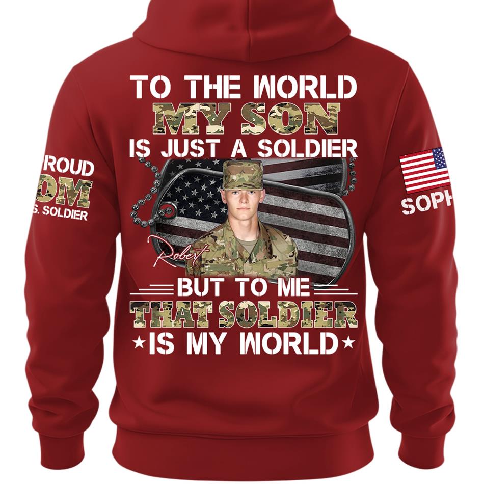 To The World My Son Is Just A Soldier But To Me That Soldier Is My World Custom Photo Shirt For Proud Army Mom Dad Family Shirt H2511 Trna