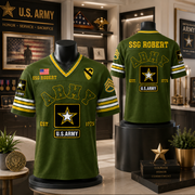 US Military Football Jersey Custom All Branches Rank Division Name For Military Retirement Veteran Dad Grandpa H2511