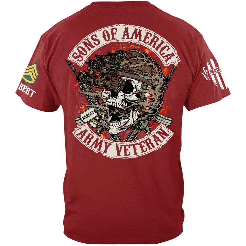 Personalized Veteran Skull Shirt Son Of America Custom All Military Branches Of Service Shirt H2511 Trna