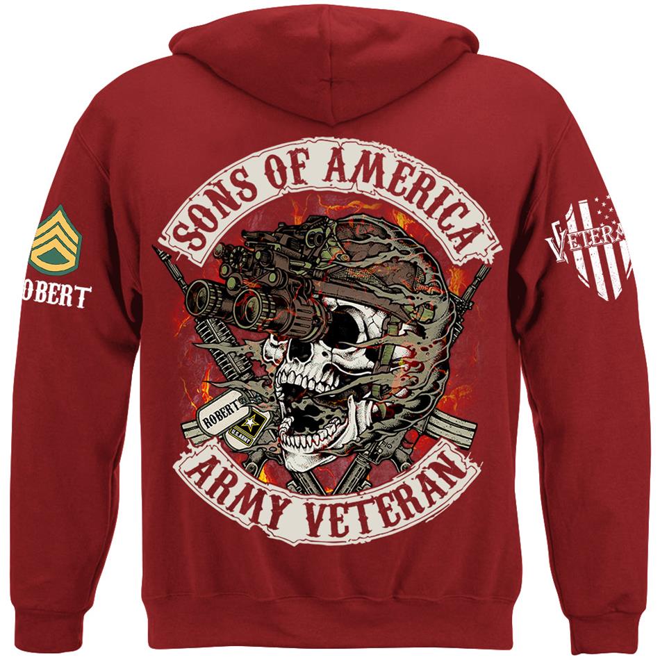 Personalized Veteran Skull Shirt Son Of America Custom All Military Branches Of Service Shirt H2511 Trna