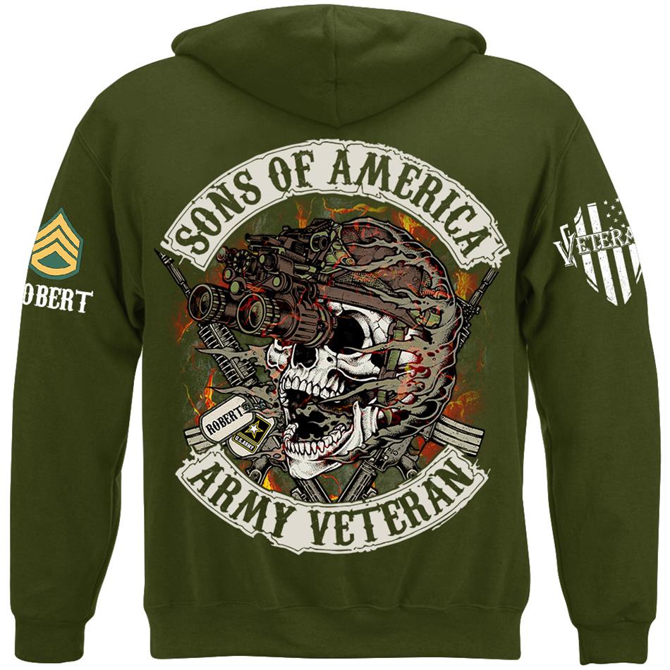 Personalized Veteran Skull Shirt Son Of America Custom All Military Branches Of Service Shirt H2511 Trna